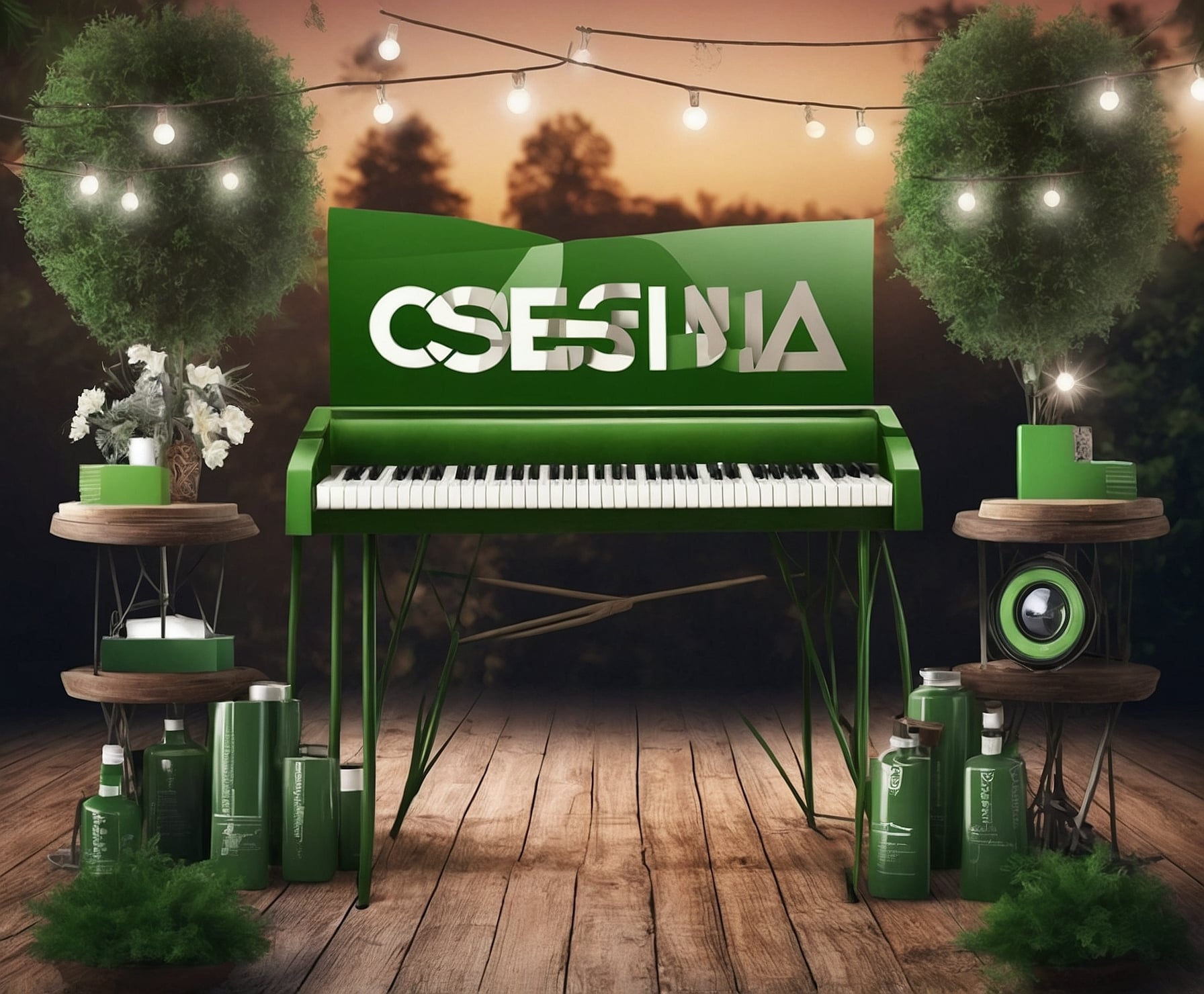 Escenario de festival de música sostenible